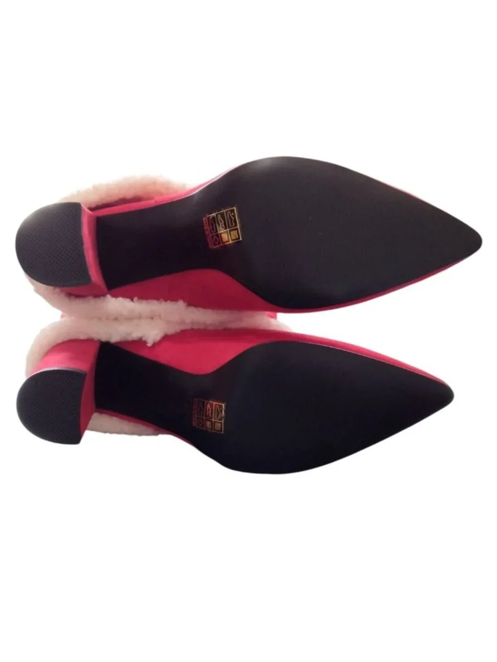 AIJIVOU Size 8 Boots Red Fold Over Padlock Mid Calf Pointed Toe Fur Trim
